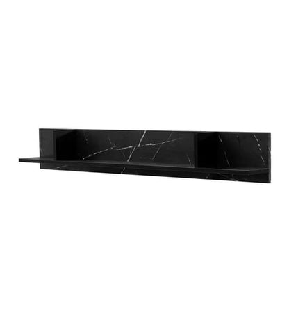 Black Marble Effect Wooden Wall Shelf - Venice Design, 120cm Height, Modern Storage Solution