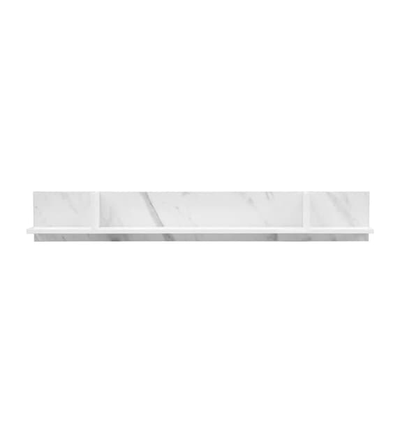 Contemporary White Marble Effect Wooden Wall Shelf - Venice Design