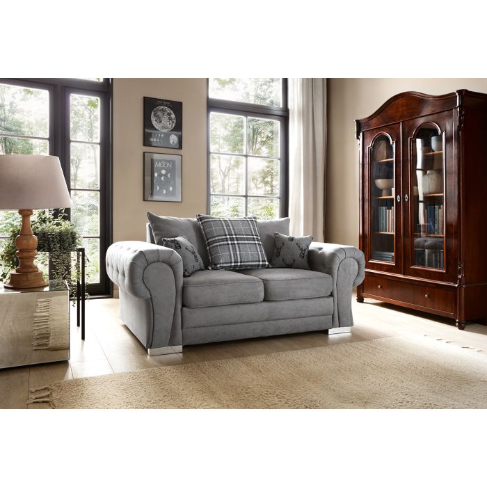 Colchester Chenille 2 Seater Sofa - Grey Fabric