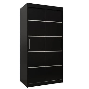 Vevey I Wooden Wardrobe Sliding 2 Doors 100cm In Black