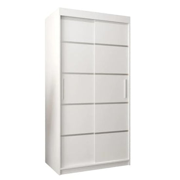 Vevey I Wooden Wardrobe Sliding 2 Doors 100cm In White