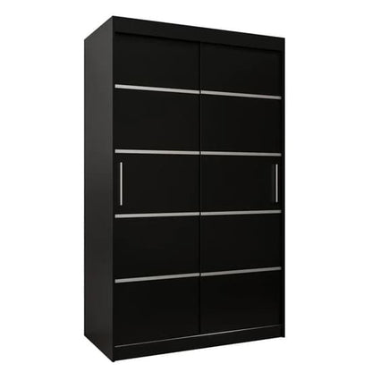 Vevey I Wooden Wardrobe Sliding 2 Doors 120cm In Black