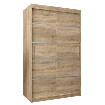 120cm Sonoma Oak Sliding Door Wardrobe with Shelves and Hanging Rails