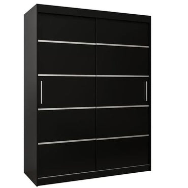 Vevey I Wooden Wardrobe Sliding 2 Doors 150cm In Black