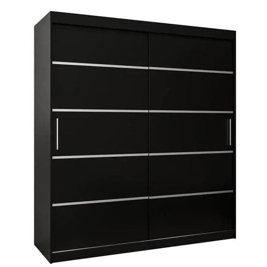 Vevey I Wooden Wardrobe Sliding 2 Doors 180cm In Black