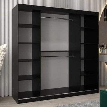 Vevey I Wooden Wardrobe Sliding 2 Doors 200cm In Black