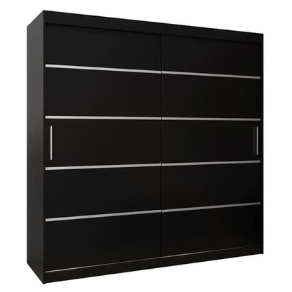 Vevey I Wooden Wardrobe Sliding 2 Doors 200cm In Black