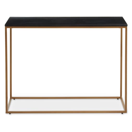 Viano Rectangular Black Marble Console Table With Gold Base