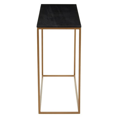 Viano Rectangular Black Marble Console Table With Gold Base