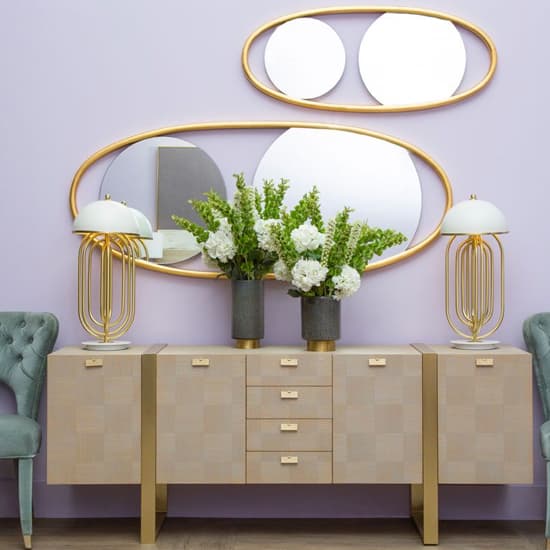 FURCO Vigap Gold Framed Oval Wall Mirror for Bedroom and Living Room Decor