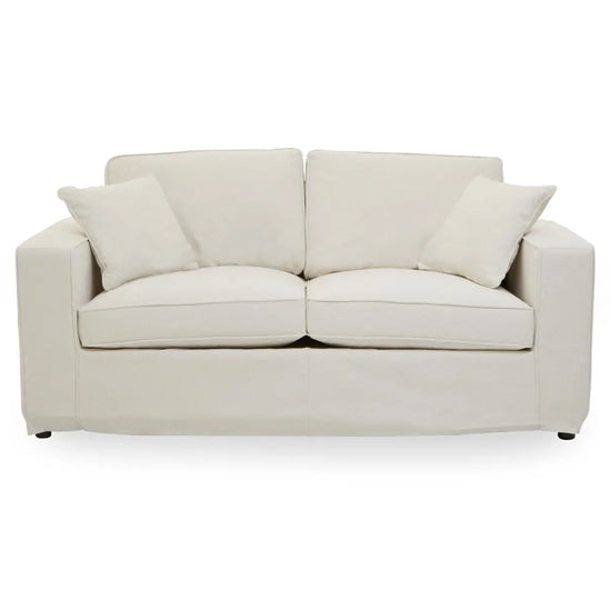 Villanova Fabric Upholstered 2 Seater Sofa In Cream