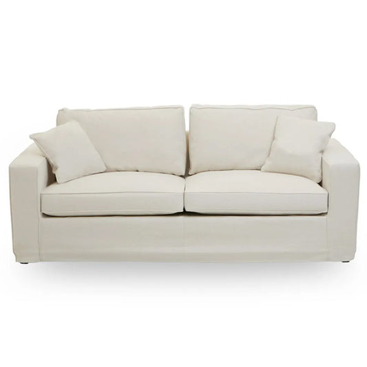 FURCO Cream Fabric Upholstered 3-Seater Sofa for Modern and Vintage Interiors