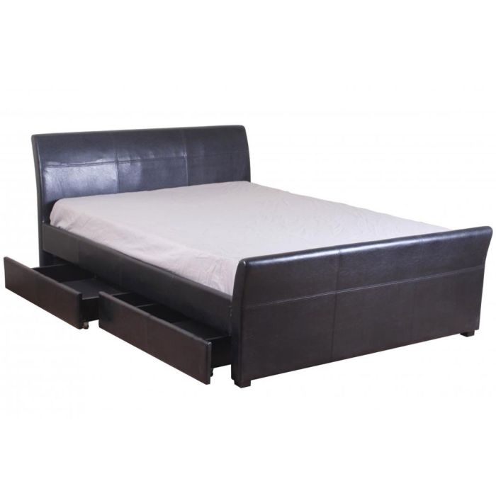 Ottavia 4 Drawer PVC King Size Bed - Brown