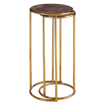 FURCO Set of 2 Amethyst Nesting Side Tables with Gold Steel Frame