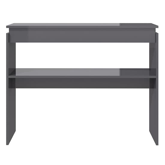 Modern Grey High Gloss Console Table with Undershelf for Entryway and Living Room