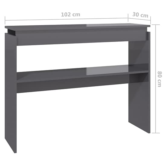 Modern Grey High Gloss Console Table with Undershelf for Entryway and Living Room