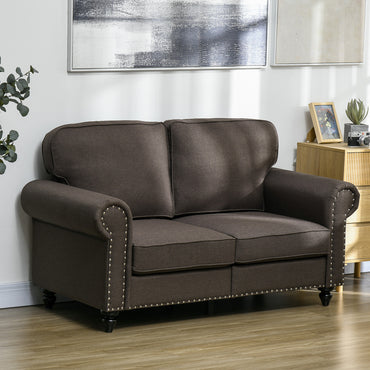 HOMCOM wo-Seater Mid-Century Sofa, with Pocket Springs - Dark Brown