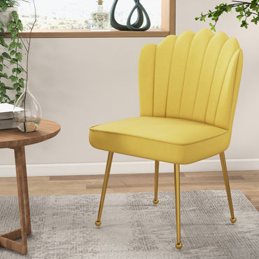 HOMCOM elvet-Feel Shell Accent Chair - Yellow