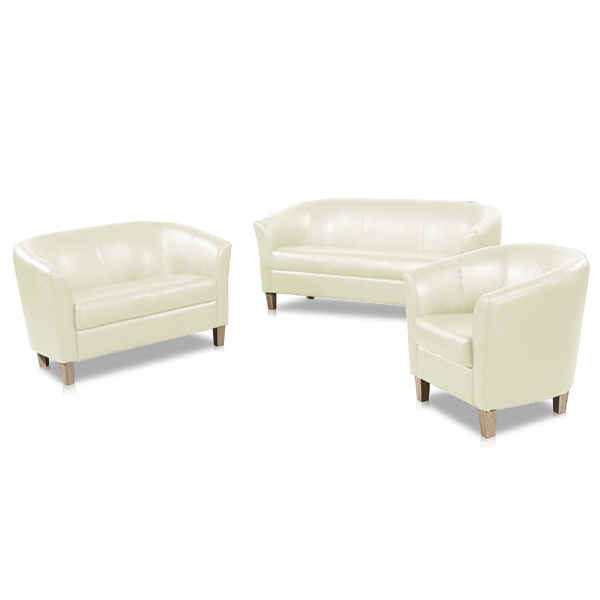 Bexhill 3 Seater Faux Leather Sofa - Cream - Nestium