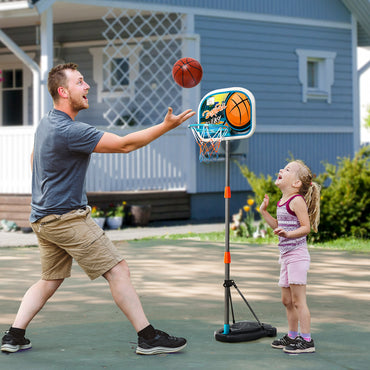 HOMCOM ids Basketball Hoop and Stand Portable Basketball Stand Set w/ Ball Pump Netting Backboard Adjustable Height from 126 cm to 158 cm