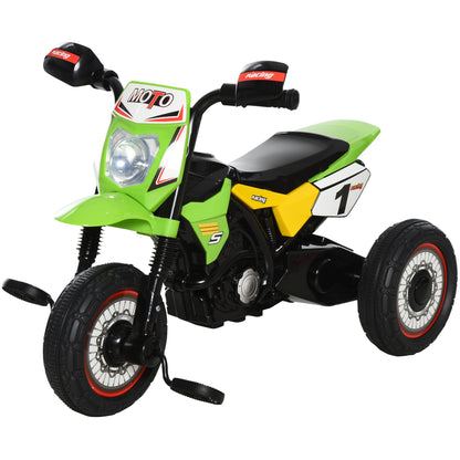 HOMCOM oddler Pedal Motorcycle Kids Ride On Tricycle Early Learning w/ Music Lights Handlebar Stickers Exercise Boys Girls Gift for Kids 18 - 36 Months Green