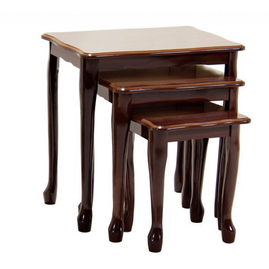 Anacortes Mahogany Gloss Finish Nesting Tables with Solid Wood Legs - Elegant & Versatile Design