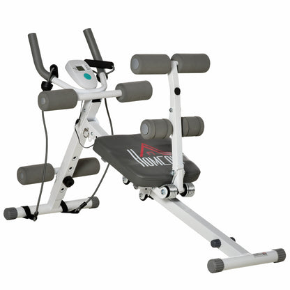 HOMCOM -IN-1 Core Abdominal Ab Trainer Sit Up Bench with LCD Screen, Adjustable Fitness Crunch Machine for Home GYM