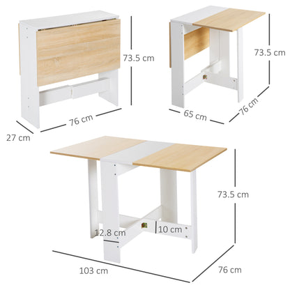 HOMCOM ooden Folding Dining Table Writing Computer Desk PC Workstation Space Saving Home Office Oak & White