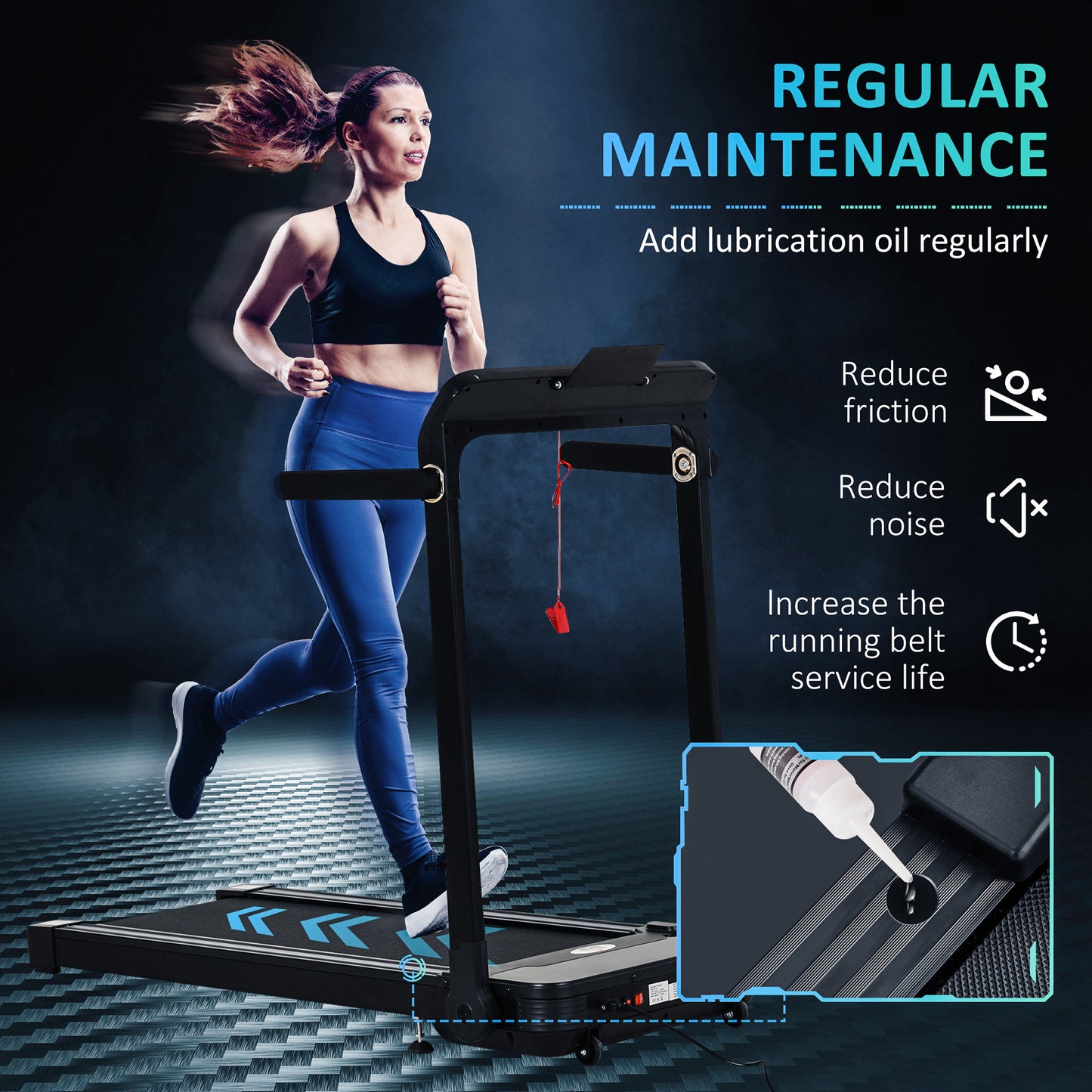 HOMCOM olding Treadmill, 1.85HP Installation-Free Walking Jogging Running Machine, 12KM/H with 12 Pre-Programs and LED Display for Home Gym Office