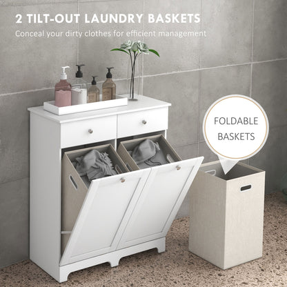 HOMCOM uo Hamper Laundry Storage Cabinet - White