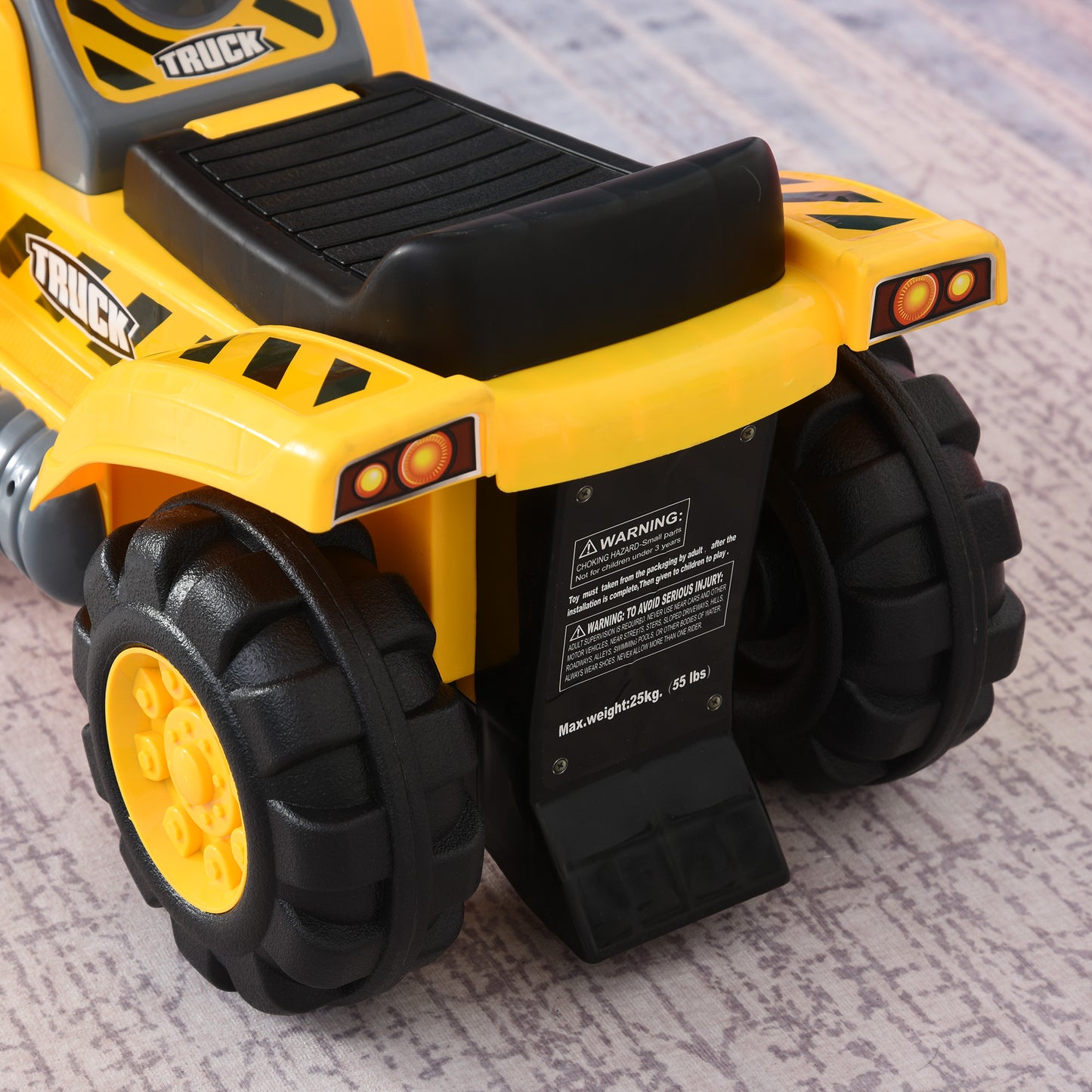 HOMCOM ids Ride On Excavator Digger w/ Storage Basketball Net Steering NO POWER Wheel Vehicle Truck Toy