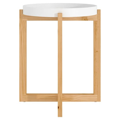 FURCO Wabana Round Wooden Coffee Table in White and Natural Finish - Stylish and Functional Living Room Accent