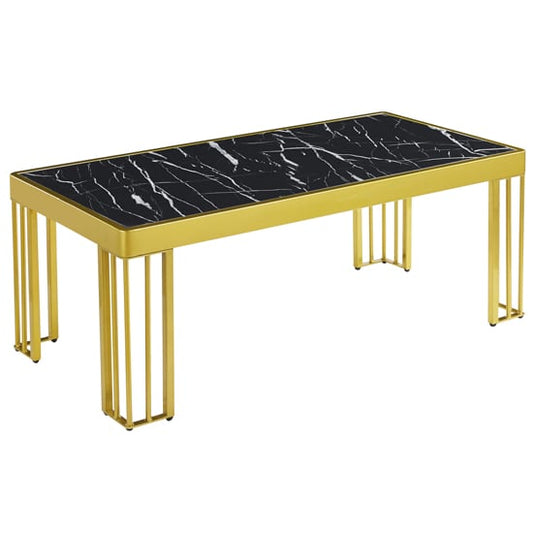 Worley Gloss Coffee Table In Black Marble Effect With Gold Legs