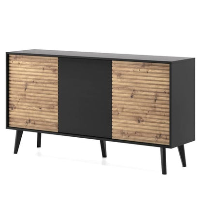 Waco Wooden Large Sideboard 3 Doors In Artisan Oak And Black