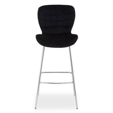 Warden Black Velvet Bar Chairs With Silver Legs In A Pair