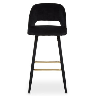 Warns Black Velvet Bar Chairs With Gold Footrest In A Pair