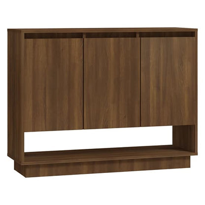 Wavery Wooden Sideboard With 3 Doors In Brown Oak