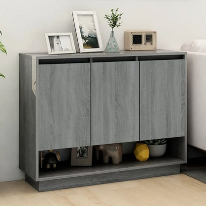 Wavery Wooden Sideboard With 3 Doors In Grey Sonoma Oak