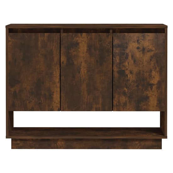 Wavery Wooden Sideboard With 3 Doors In Smoked Oak