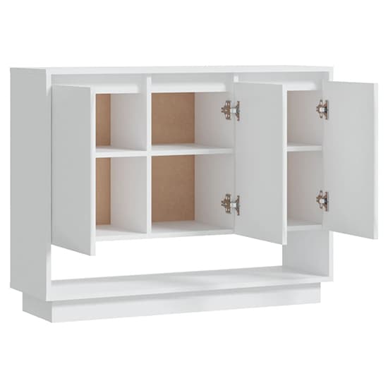 Wavery Wooden Sideboard With 3 Doors In White