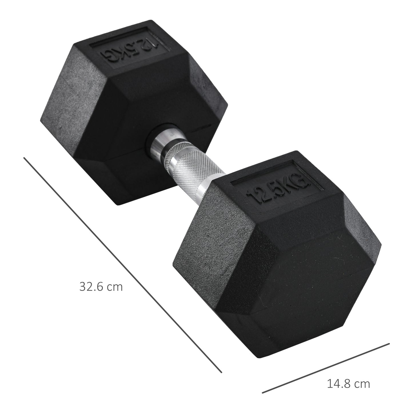 HOMCOM x12.5kg Rubber Hex Dumbbell Portable Hand Weights Dumbbell Home Gym Workout Fitness Hand Dumbbell