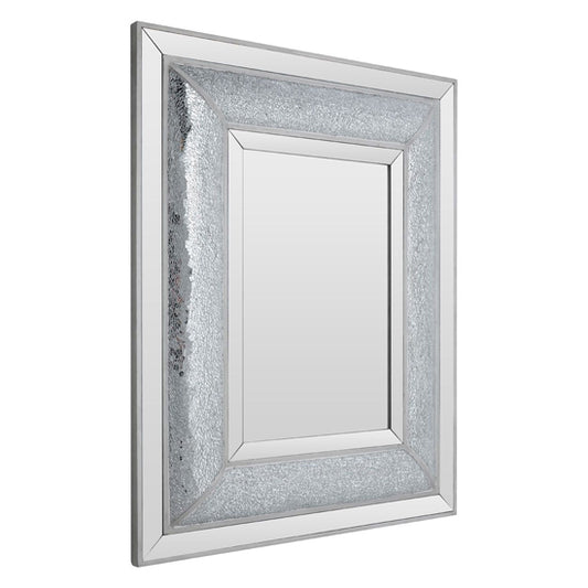 Wendy Rectangular Wall Bedroom Mirror In Antique Silver Frame