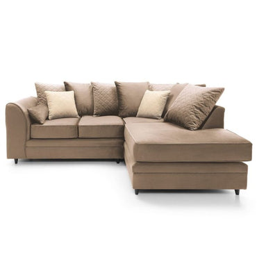 Chic Velvet Corner Sofa - Tan Brown Fabric