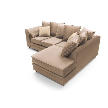 Chic Velvet Corner Sofa - Tan Brown Fabric