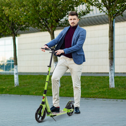 HOMCOM ick Scooter, Folding 2 Wheel Scooter for 14+ Teens Adults, with Dual Brake System, Dual Suspension, 230mm Big Wheels, 3 Adjustable Handlebar, up to 100KG, Green