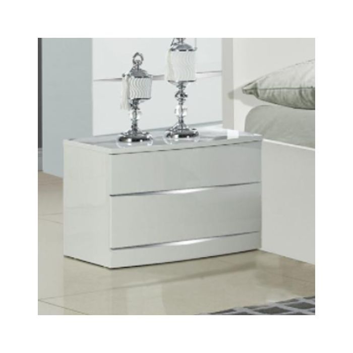 Tintagel High Gloss Wooden Bedside Cabinet - White - Nestium