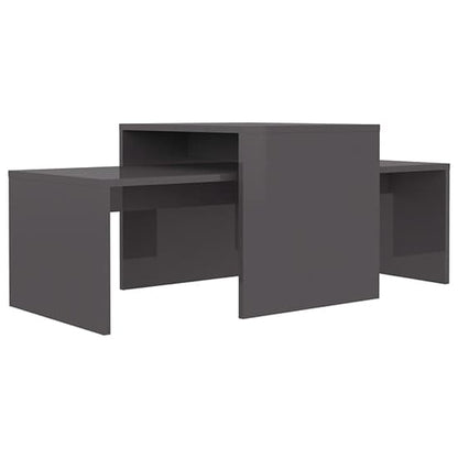 Set of 2 Grey High Gloss Coffee Tables with Hidden Storage