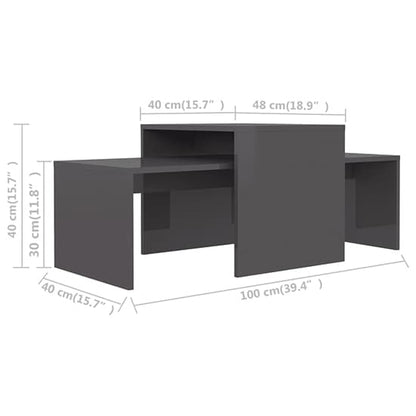 Set of 2 Grey High Gloss Coffee Tables with Hidden Storage