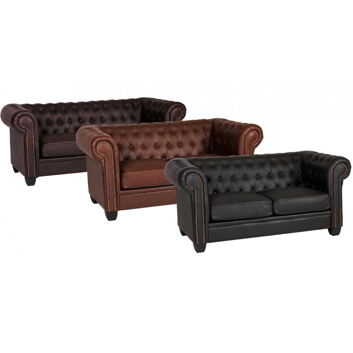 Frederick Black Leather & PVC 2-Seater Sofa - Elegant Design for Modern Living Spaces