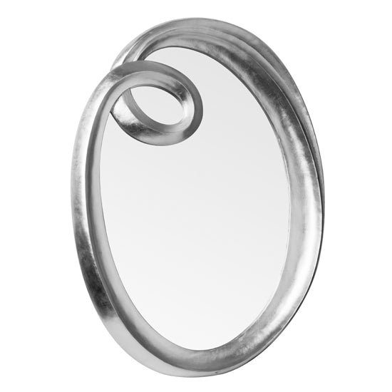 Modern Silver Oval Swirl Wall Mirror for Home Decor